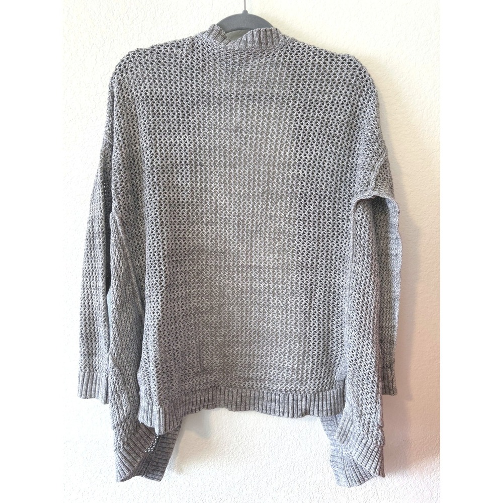 Coastal Beach Gray Open Mesh Knit Cardigan Gap Sweater Cotton Pockets SZ S - Picture 2 of 6